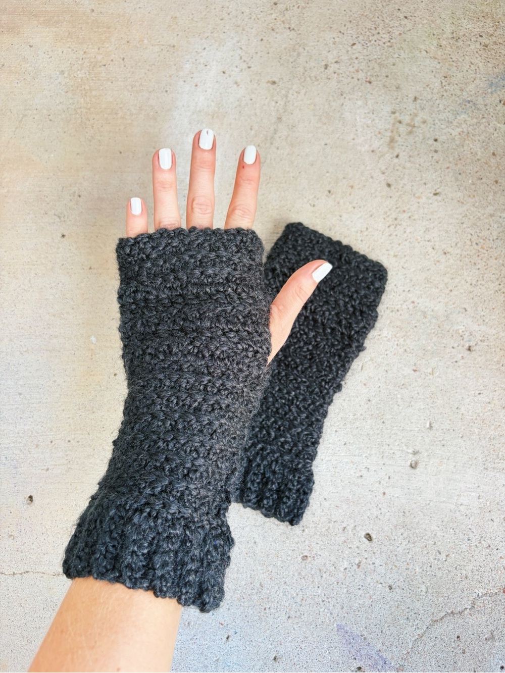 Handmade Crochet Black Fingerless Gloves